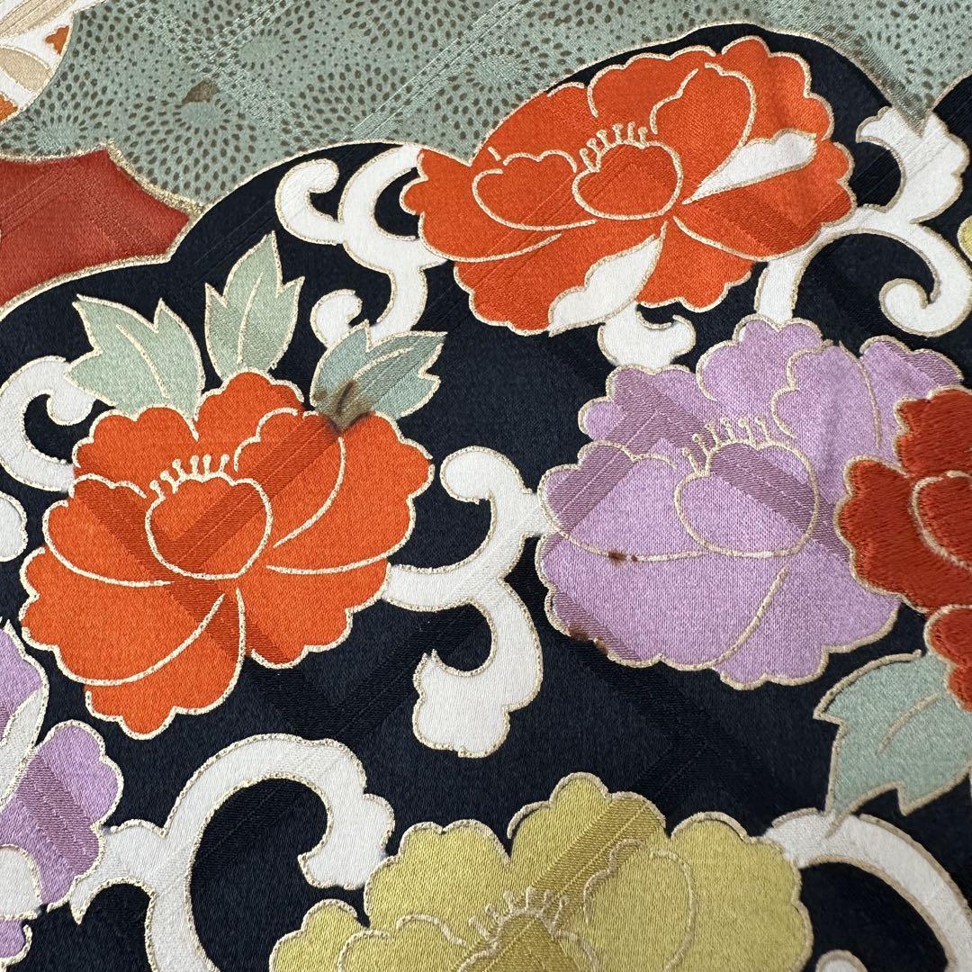 振袖 雲模様に花唐草 刺繍 着物 正絹 袷 広衿 RK-4516
