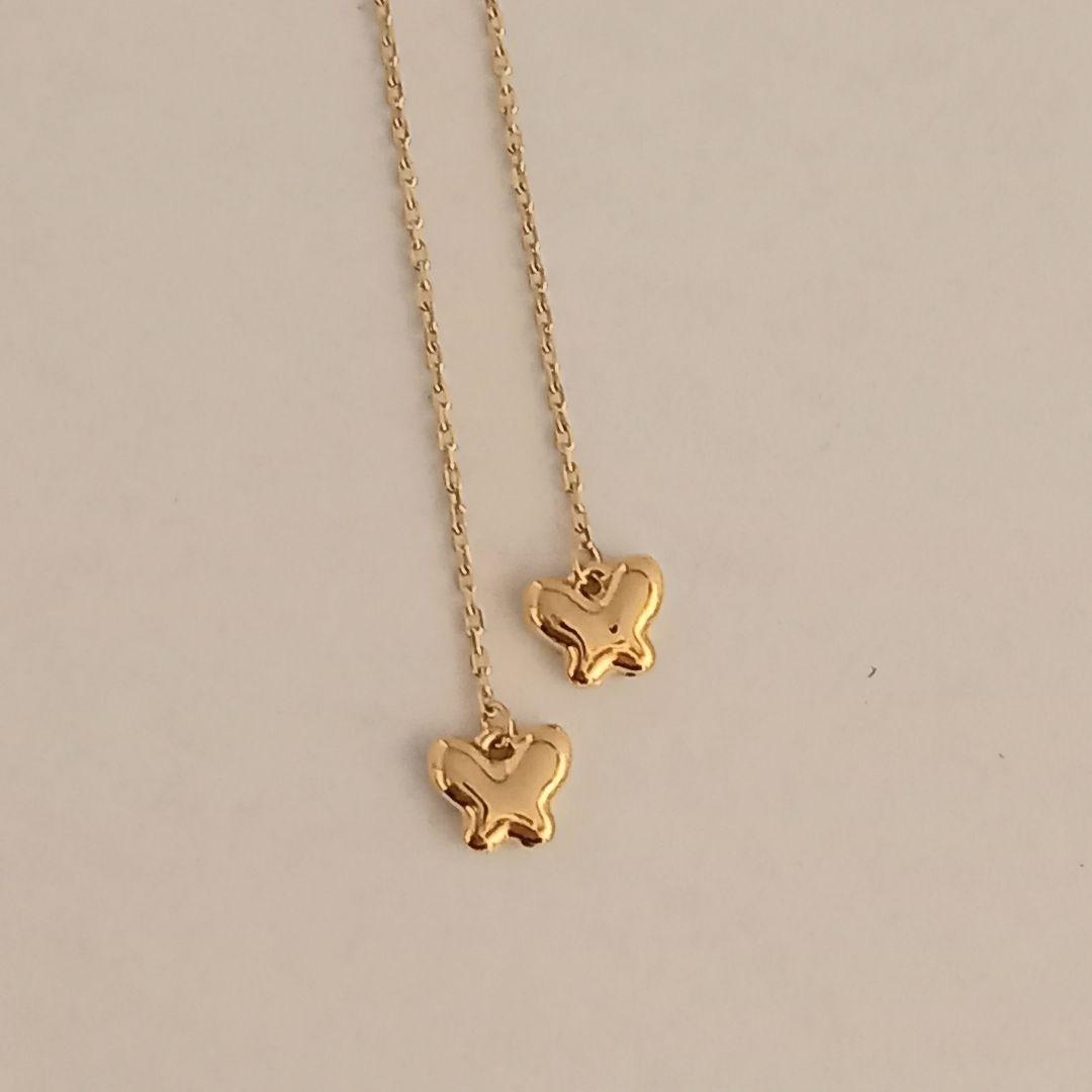 新品☆K18(18金)バタフライモチーフ アメリカンピアス