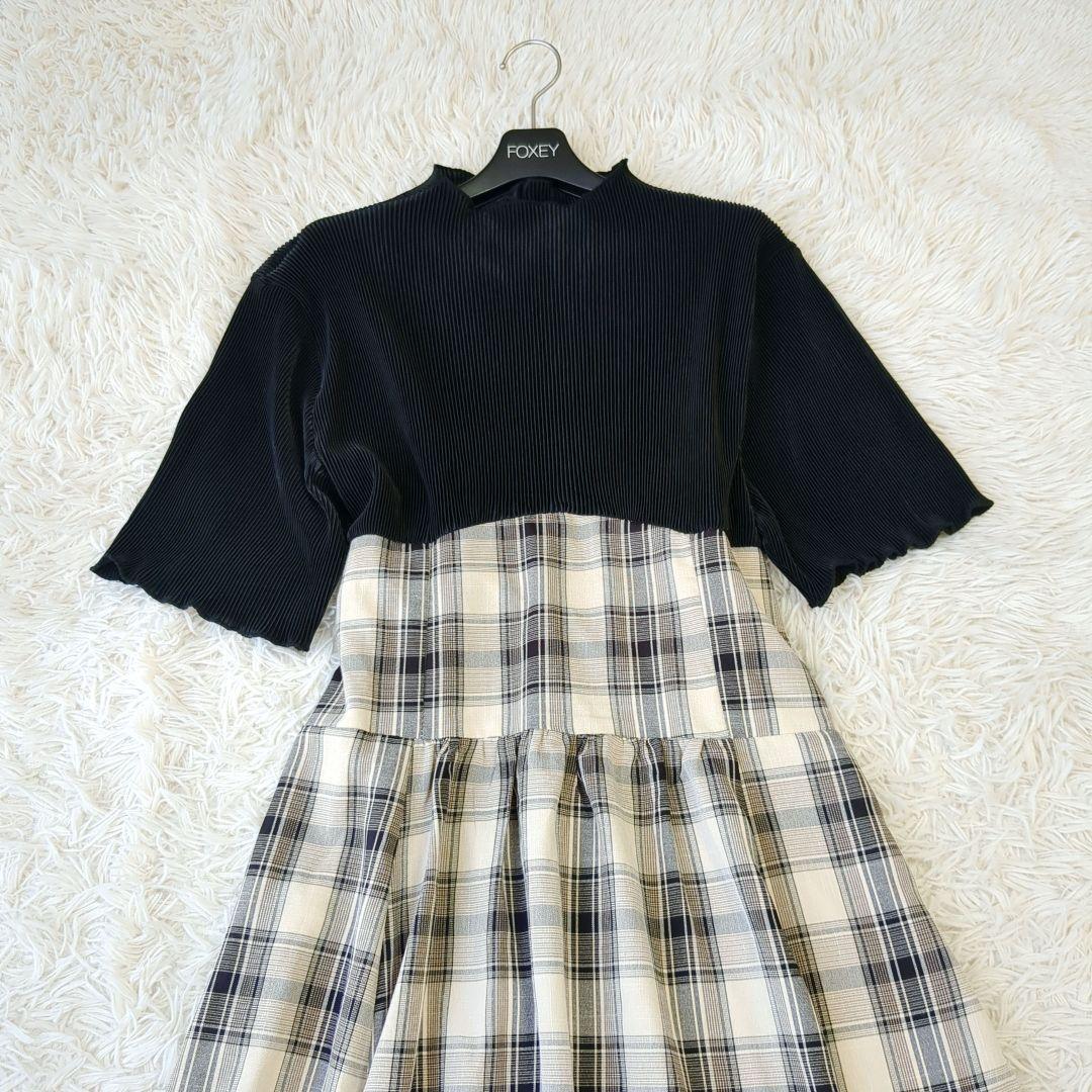 mily bilet プリーツドッキングチェックワンピース マキシ丈 XL