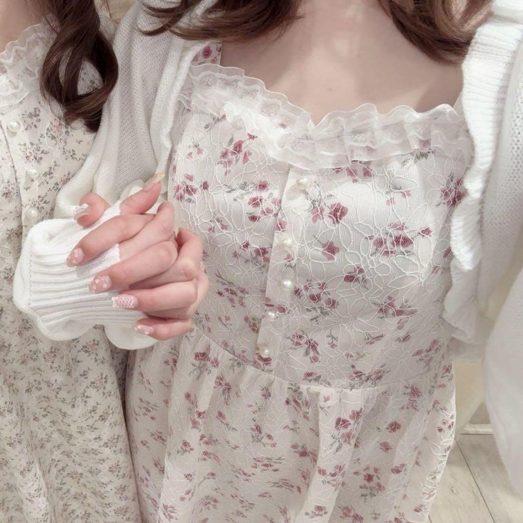 evelyn 花柄レースOP ピンク