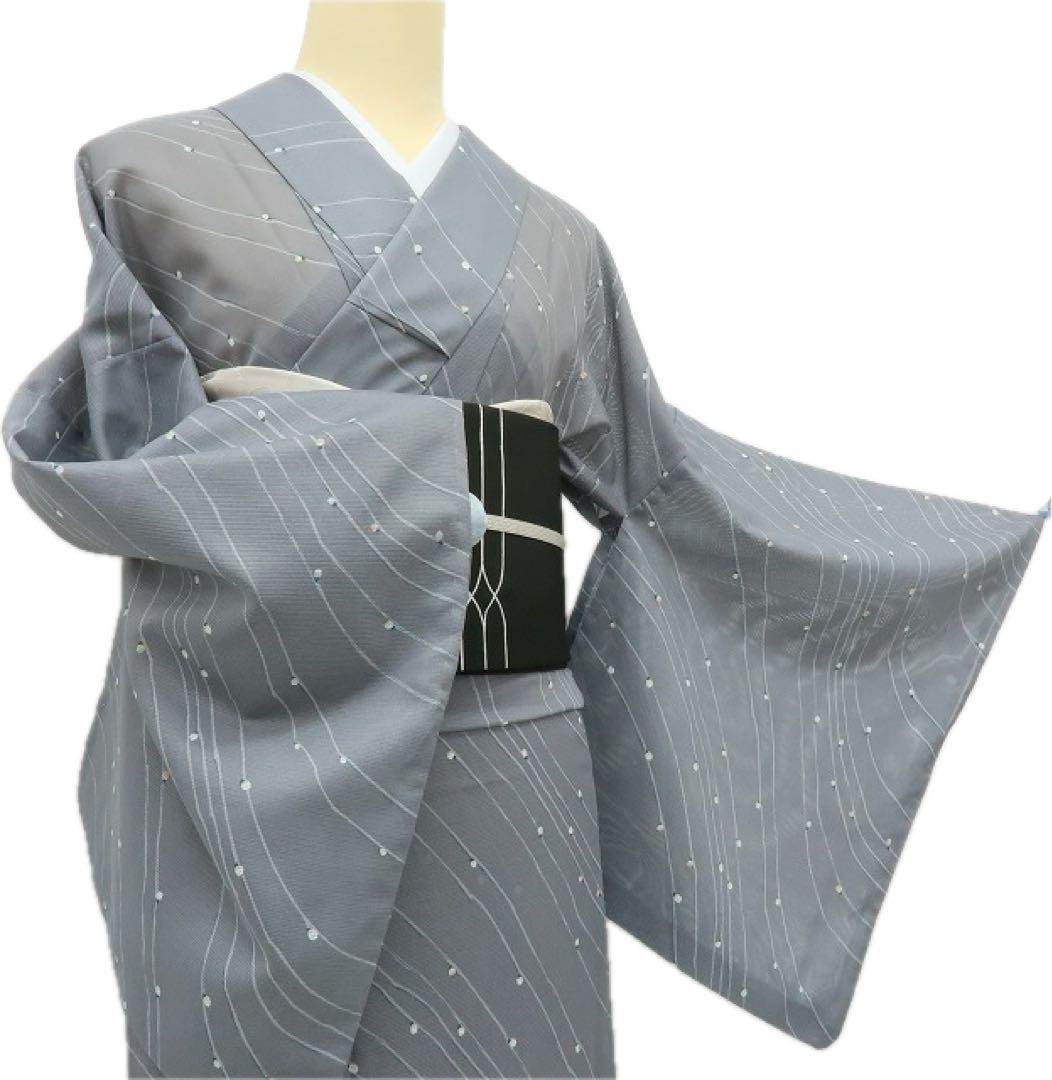 美品 洗える夏着物 絽 小紋 着物 A2822