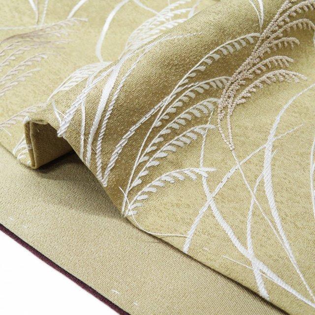訪問着 着物 中古 正絹 袷 刺繍 ススキ 身丈162cm M A1029-3