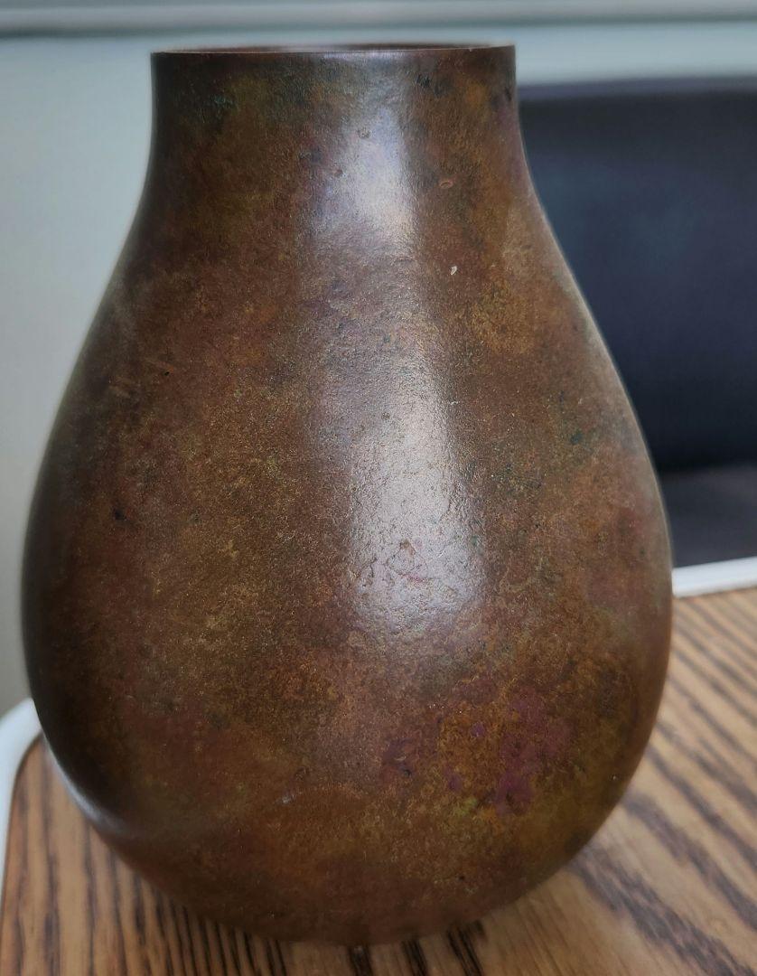 人間国宝　政光作　青銅器 銅製　花瓶 高150mm