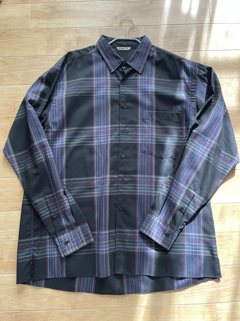 トップス AURALEE SUPER LIGHT WOOL CHECK SHIRTS