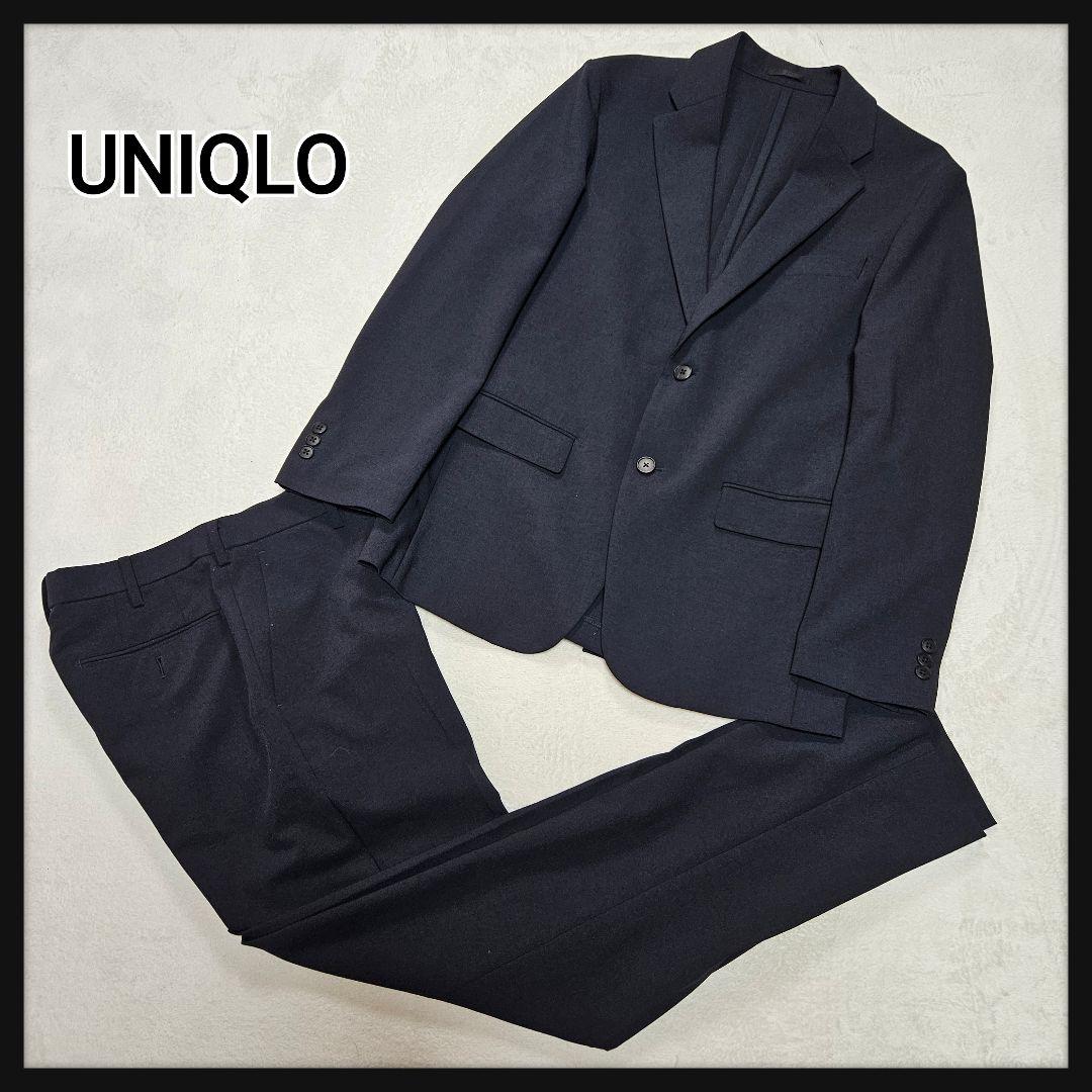 新品同様 ユニクロ 感動ジャケット 感動スリムパンツ セットアップ ブラック S UNIQLO 感動ジャケット パンツ セットアップ 2B ブラック S
