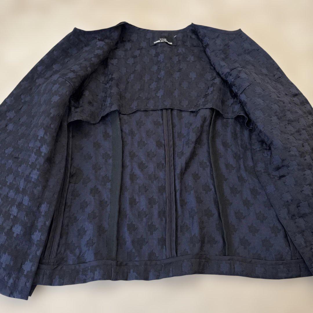 【12月スーパーSALE 15％OFF】 千鳥格子】トリココムデギャルソン ノーカラジャケットL ジャケット・アウター