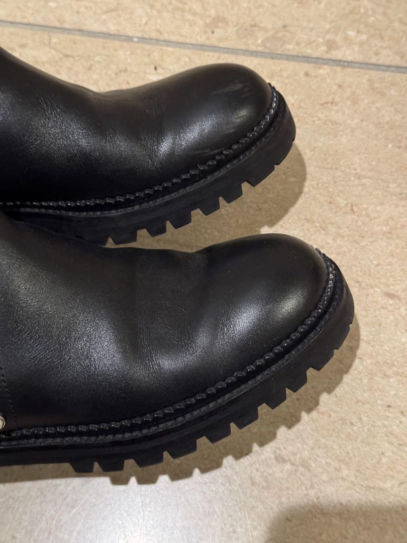 Jimmy choo 黒 レザー スタッズ チェルシーブーツ