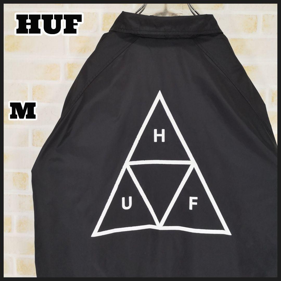 何でも揃う 【希少】ハフ(HUF) コーチジャケット トライアングルロゴ ブラック ナイロンジャケット