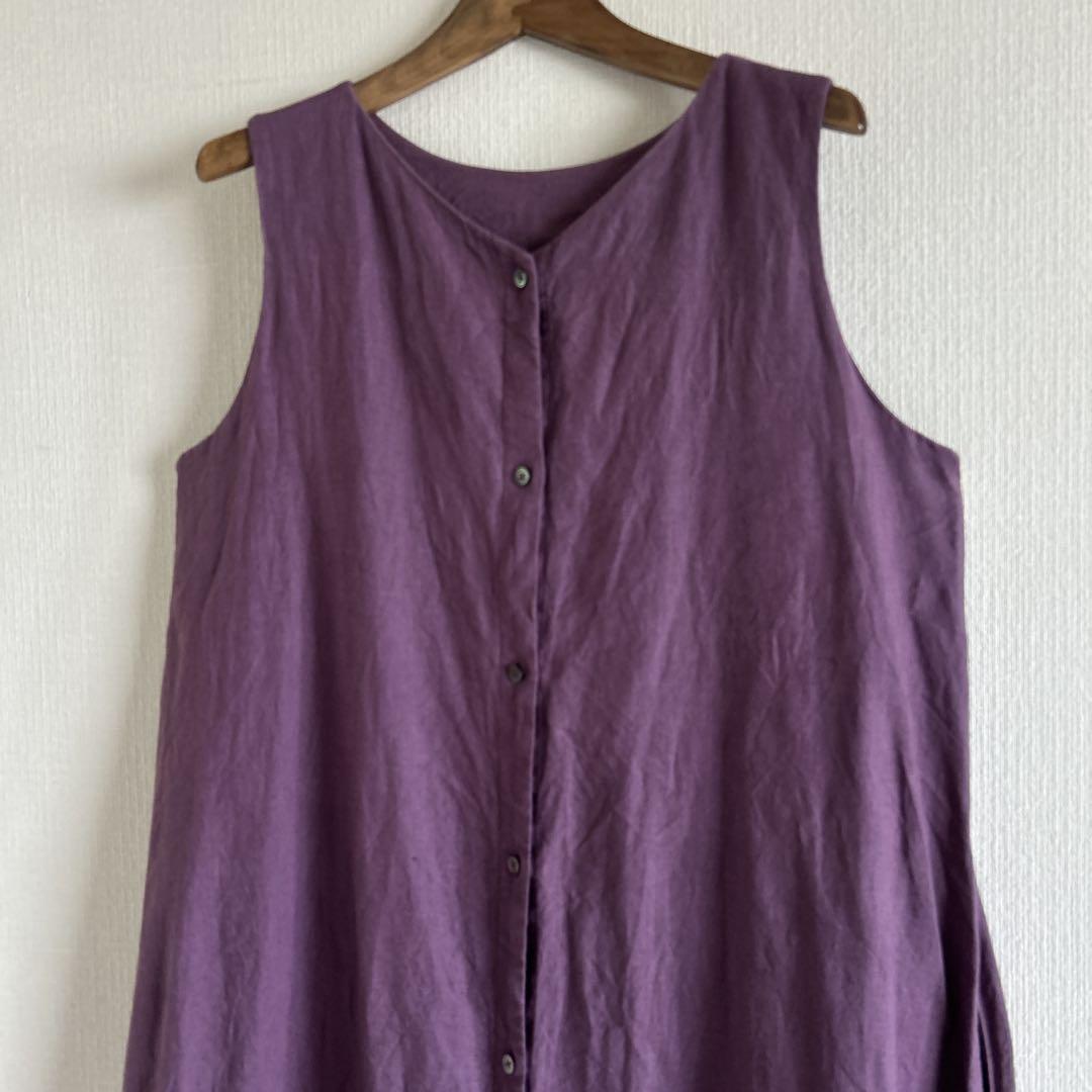 URBAN RESEARCH DOORS リネンノースリーブワンピース　パープル