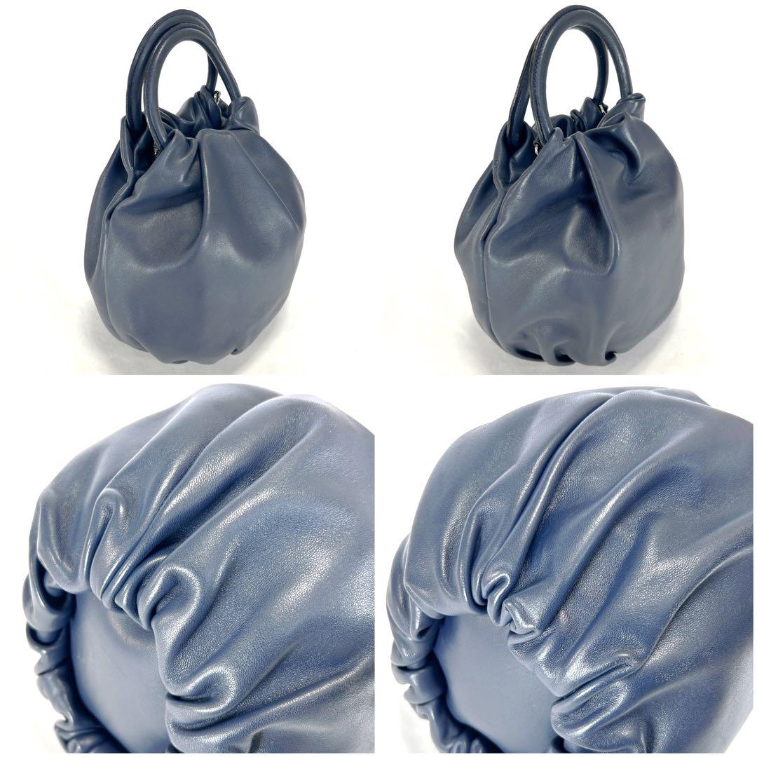 ロエベ LOEWE バウンス ショルダーバッグ 2way ネイビー レザー