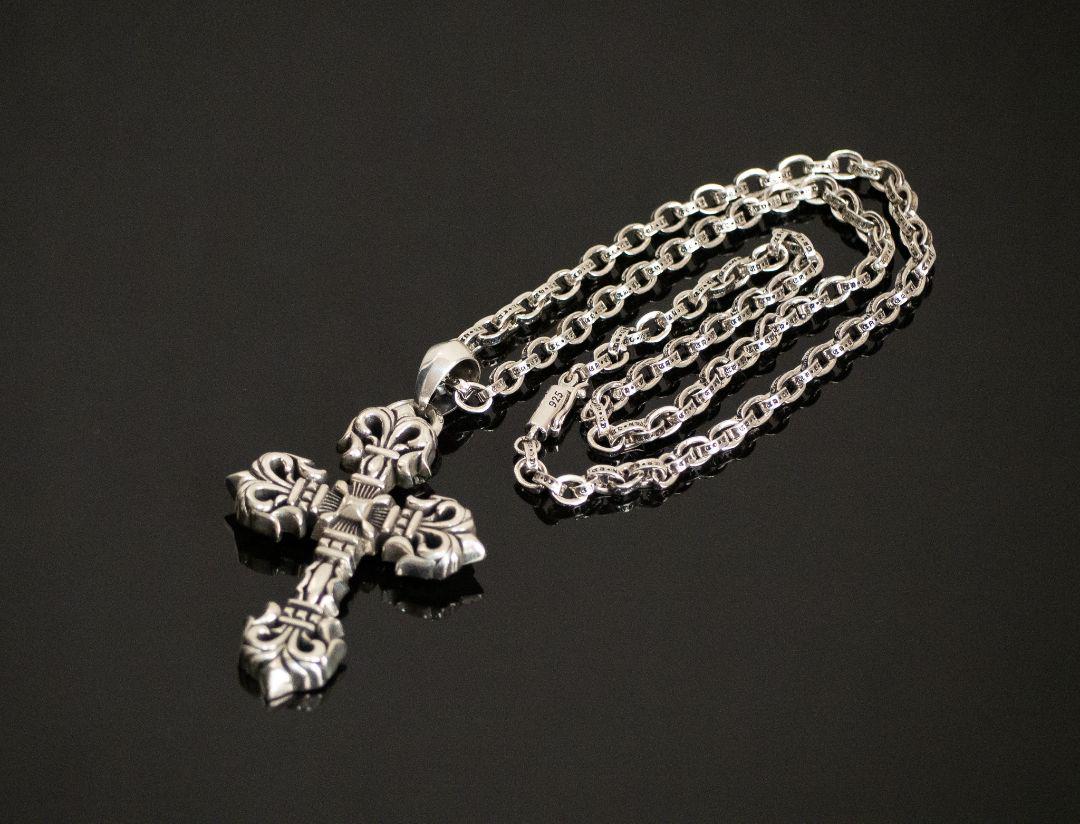55cm シルバーネックレス ペーパーチェーン フィリグリークロスネックレス 55cm シルバーネックレス ペーパーチェーン フィリグリークロスネックレス