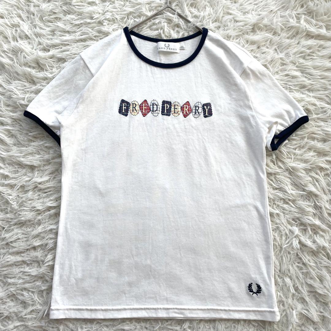 FRED PERRY 刺繍ロゴ　半袖　シャツ　鹿の子　レディース　日本製
