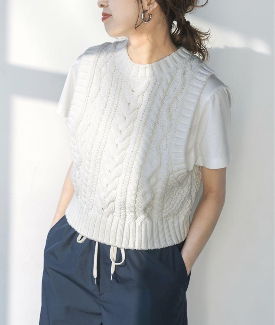 【美品♡】Spick&Span ケーブル ノースリーブニット ホワイト