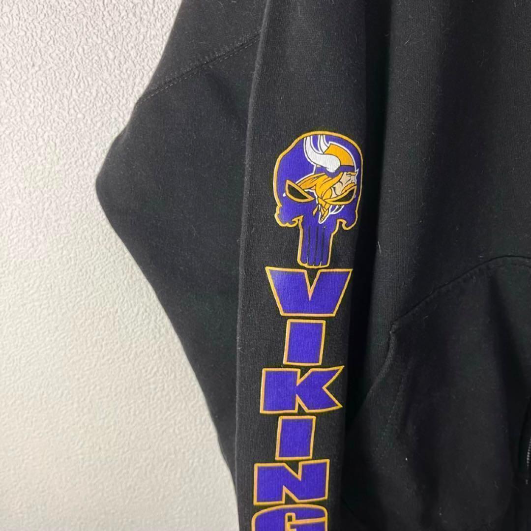 USA古着 vikings オーバーサイズ スウェット パーカー 黒