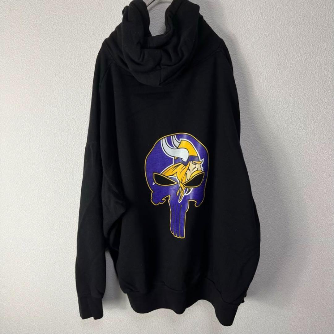 USA古着 vikings オーバーサイズ スウェット パーカー 黒