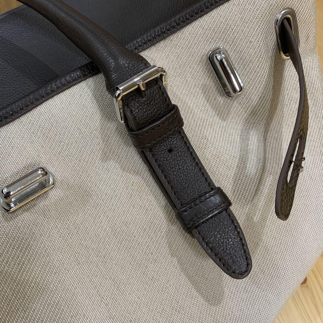 美品 PELLE MOLBIDA フラップ ボストンバッグ キャンバス ブラウン