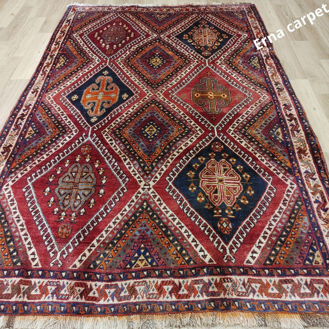 ペルシャ絨毯　シ－ラーズ産 206x138 クリーニング済 shiraz ペルシャ絨毯 シ－ラーズ産 250x155 クリーニング済 shiraz