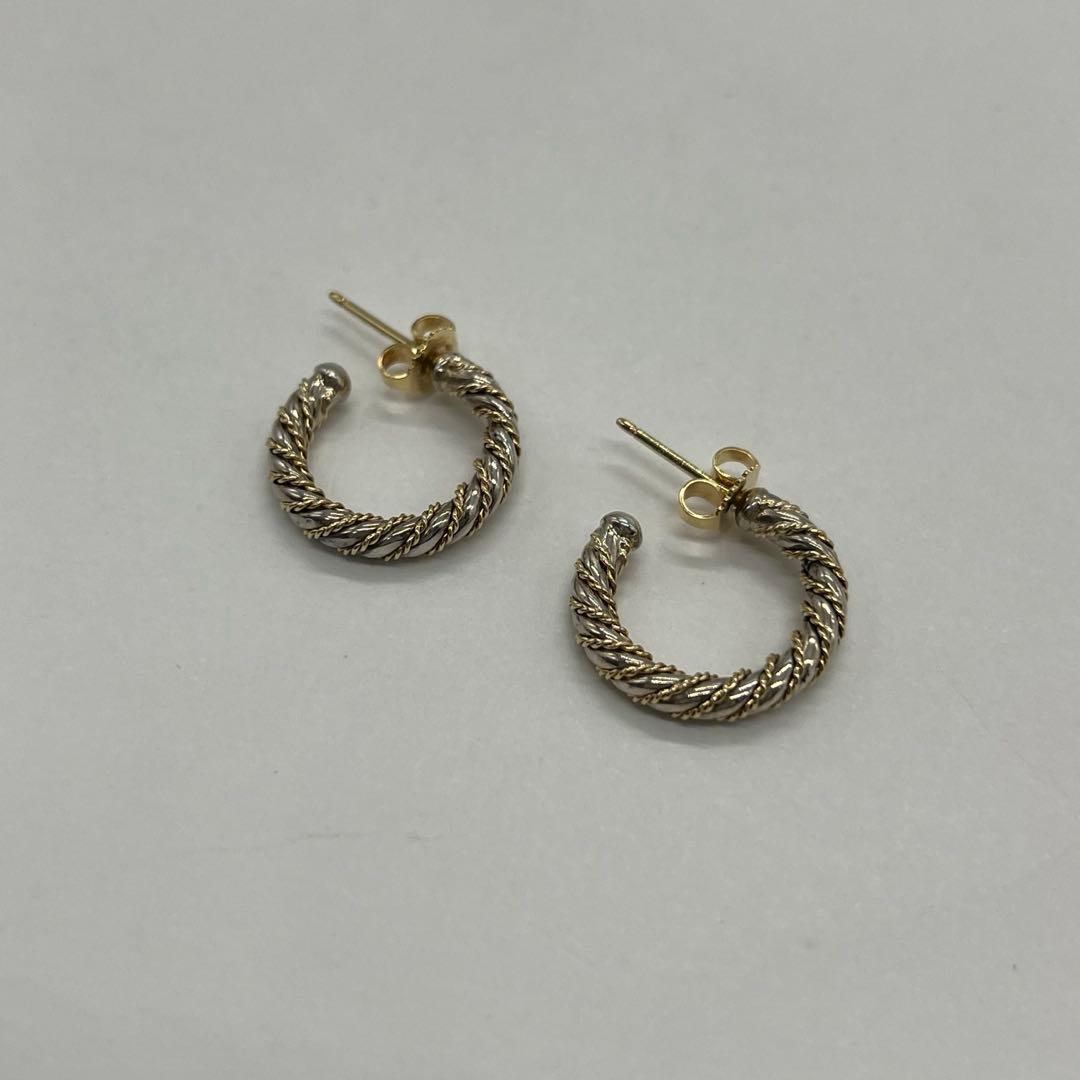 ティファニー TIFFANY ツイスト フープ ピアス SV YG コンビ