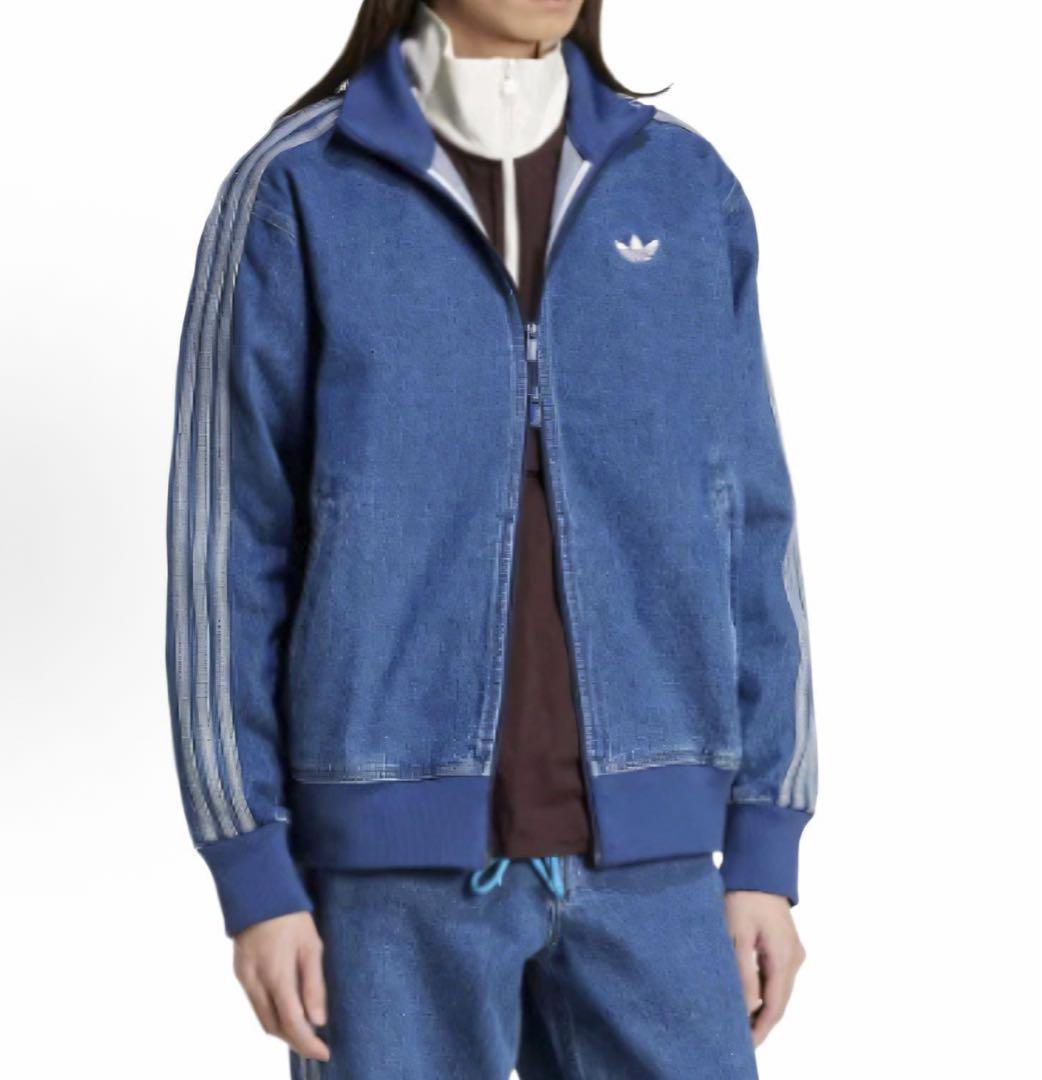 新品XS Adidas デニム ファイヤーバード トラックトップ 青JC6233