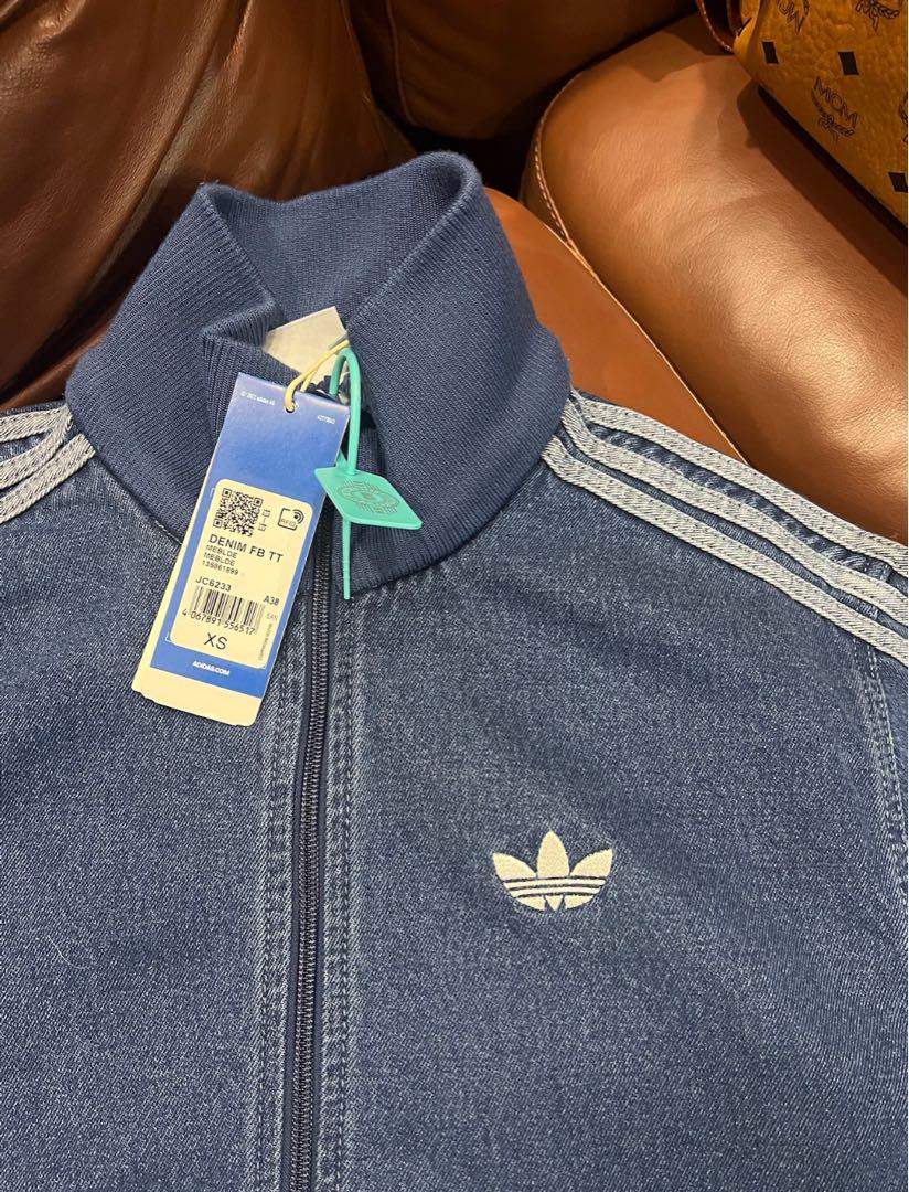 新品XS Adidas デニム ファイヤーバード トラックトップ 青JC6233