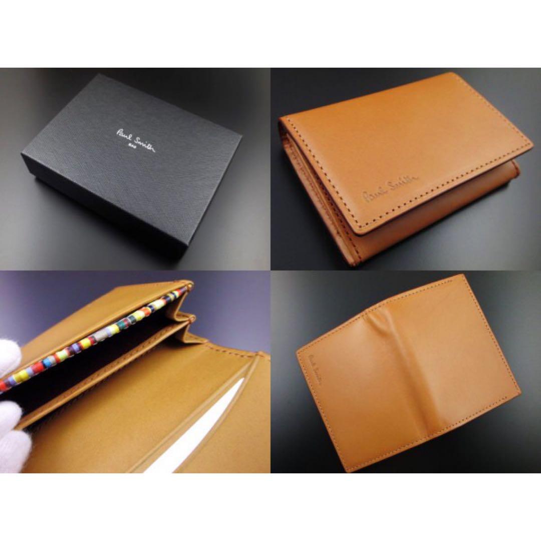 ☆贈り物に☆新品☆箱付 ポールスミス 高級オールドレザー 名刺入れ キャメル☆
