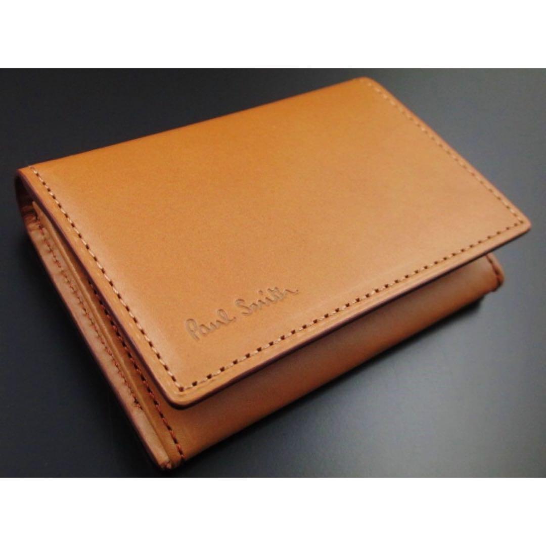 ☆贈り物に☆新品☆箱付 ポールスミス 高級オールドレザー 名刺入れ キャメル☆