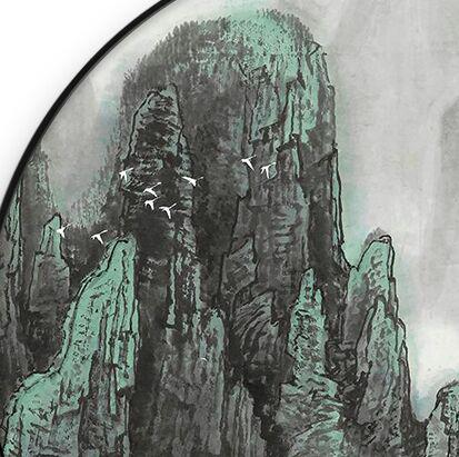 山　水墨山水画　「山高ければ登るべし」絵画　額入り 日本画 水墨山水 ☆手書き 1点モノ☆嬉しい額装付！外寸約561