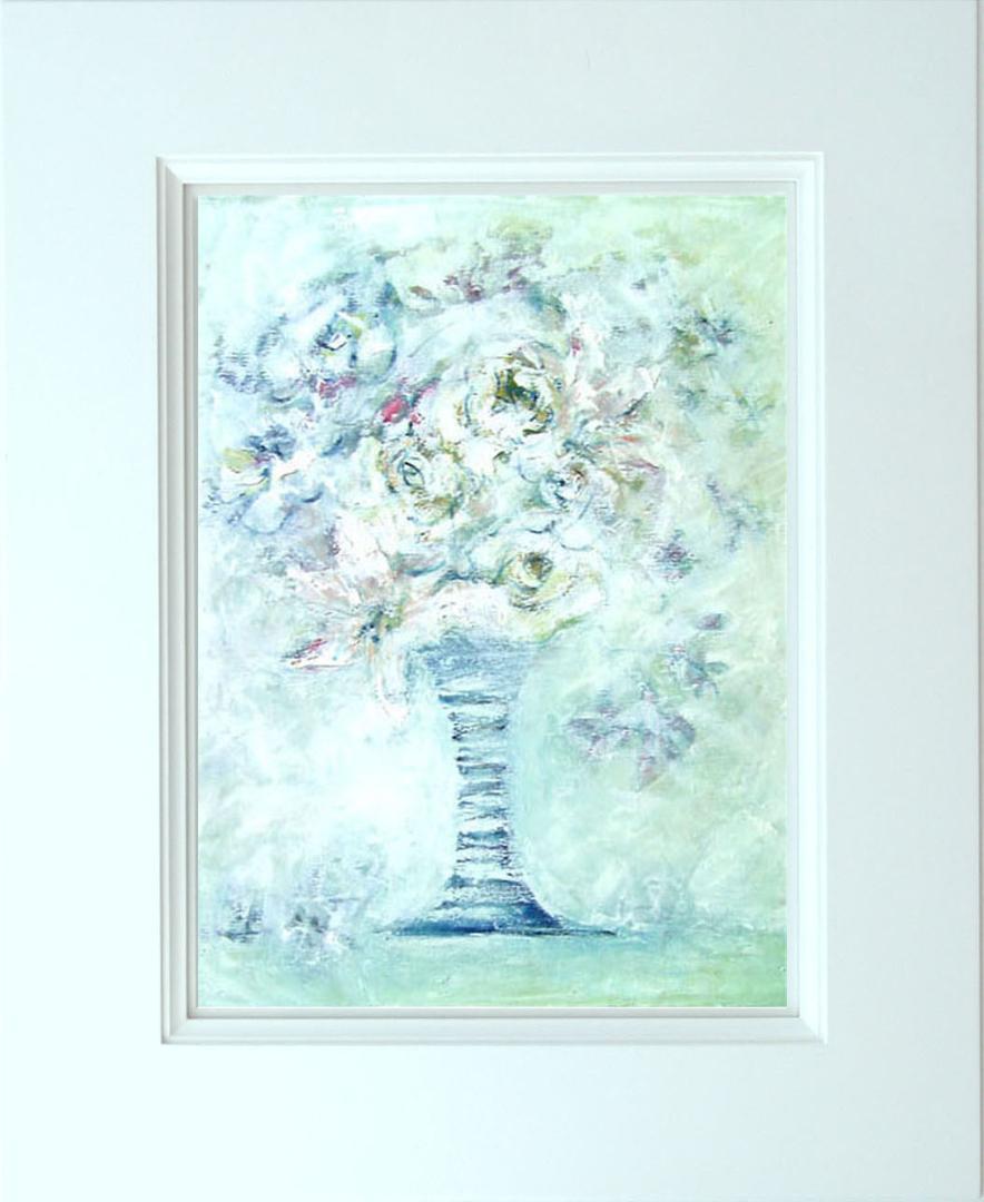 メルカリ 絵画 絵 額付き (白）油絵 uF6-111602 花