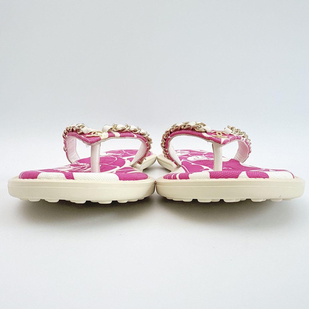 【リボンｘCCロゴ☆バイカラー☆上品】★CHANEL★サンダル リボンxCCロゴ☆バイカラー☆上品】☆CHANEL☆サンダル