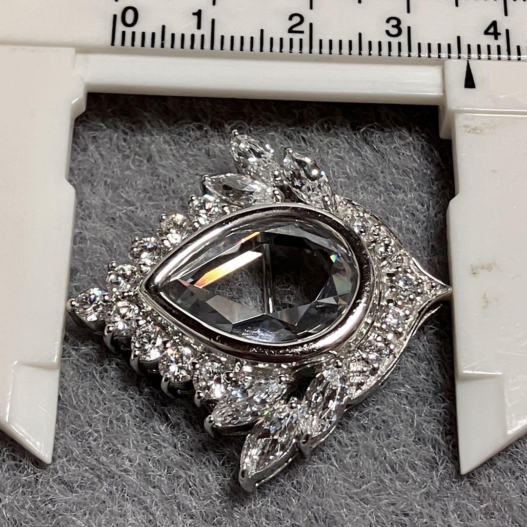 美品 クリスタルガラス ブローチ クリア シルバー925 ブローチ