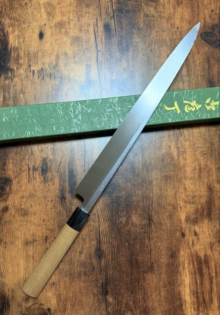 【堺打刃物】刺身　柳刃　白ニ鋼　包丁　　尺三寸　水牛角柄