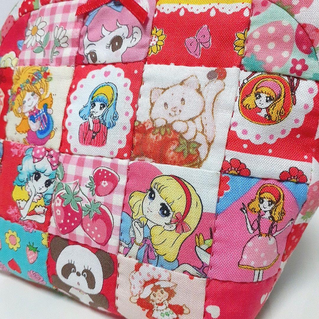 レトロな女の子❤ラウンドポーチ❤ハンドメイド❤パッチワーク