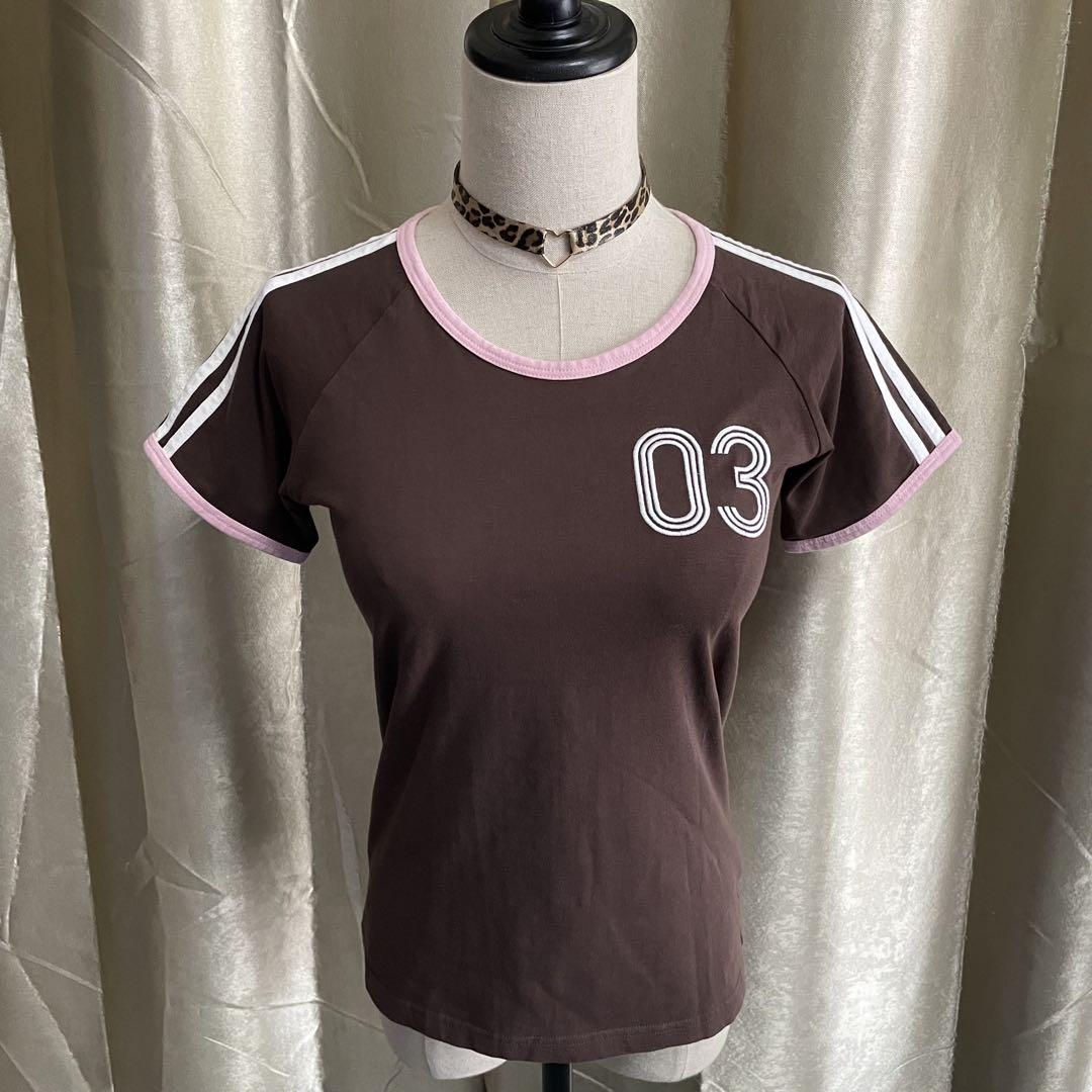 adidas リンガーTシャツ ナンバー刺繍 平成ギャル y2k - メルカリ