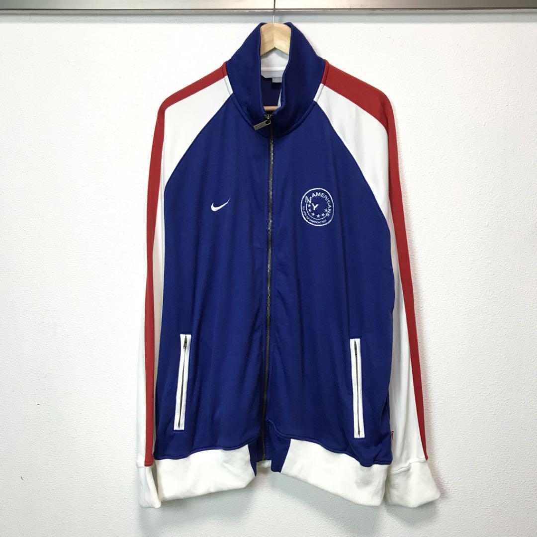 激レアNIKE×アメリカンズ トラックジャケット スウォッシュ刺繍ロゴ ブルー 激レアNIKE×アメリカンズ トラックジャケット スウォッシュ刺繍ロゴ ブルー