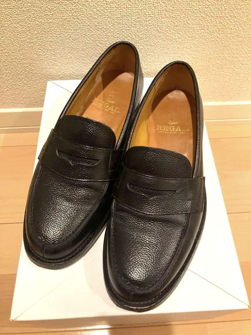 超美品 REGAL 24cm レザー モカシン ローファー 美品 REGAL 24 ビットローファー JZ02 モカシン 黒 スリッポン