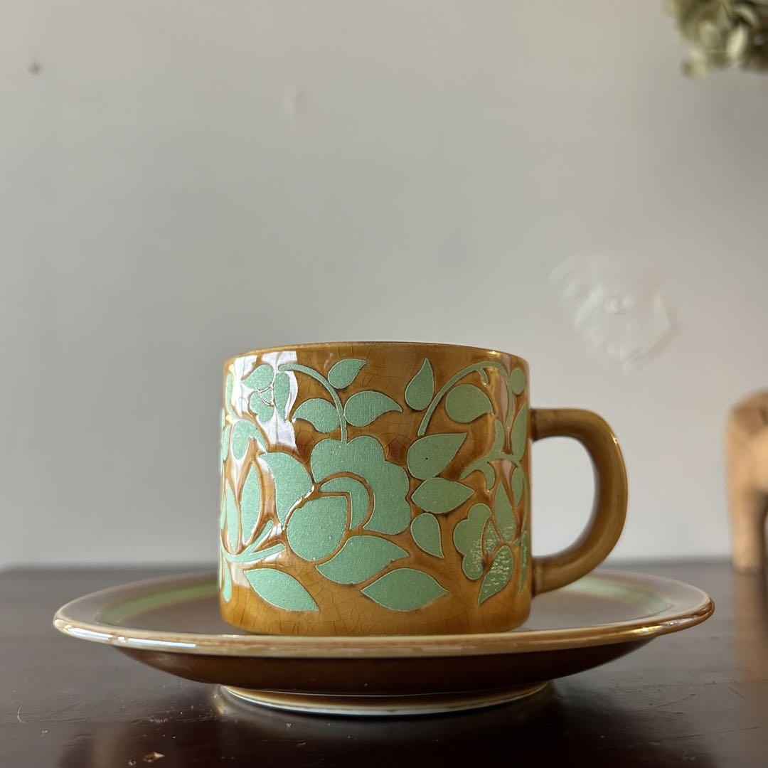 北欧風カップ&ソーサー花柄モダンSTONEWARE
