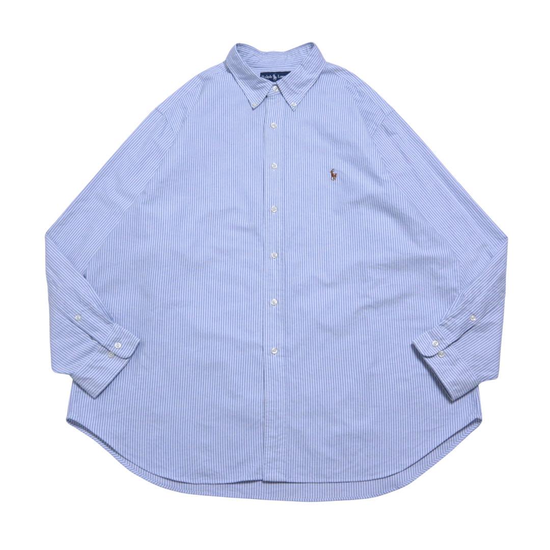 古着 00s ralph lauren ボタンダウンシャツ ストライプ 青 白