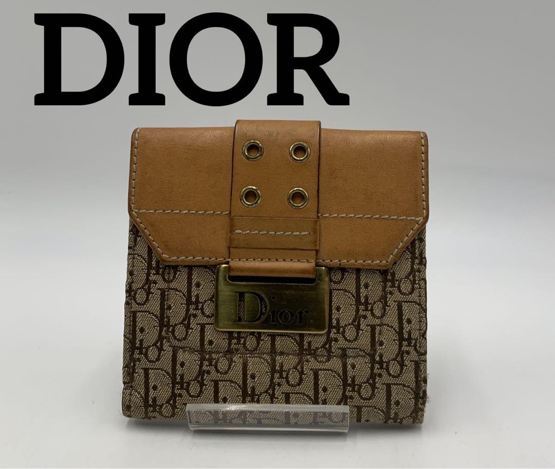 購入 DIOR ディオール 二つ折り財布 トロッター ダブルホック ブランド