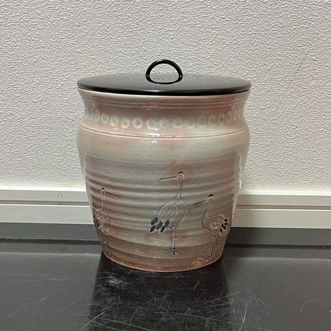 御本立鶴水指　茶道具懐石鵬雲斎坐忘斎淡々斎即中斎七事式水屋道具茶箱棗茶杓而妙斎
