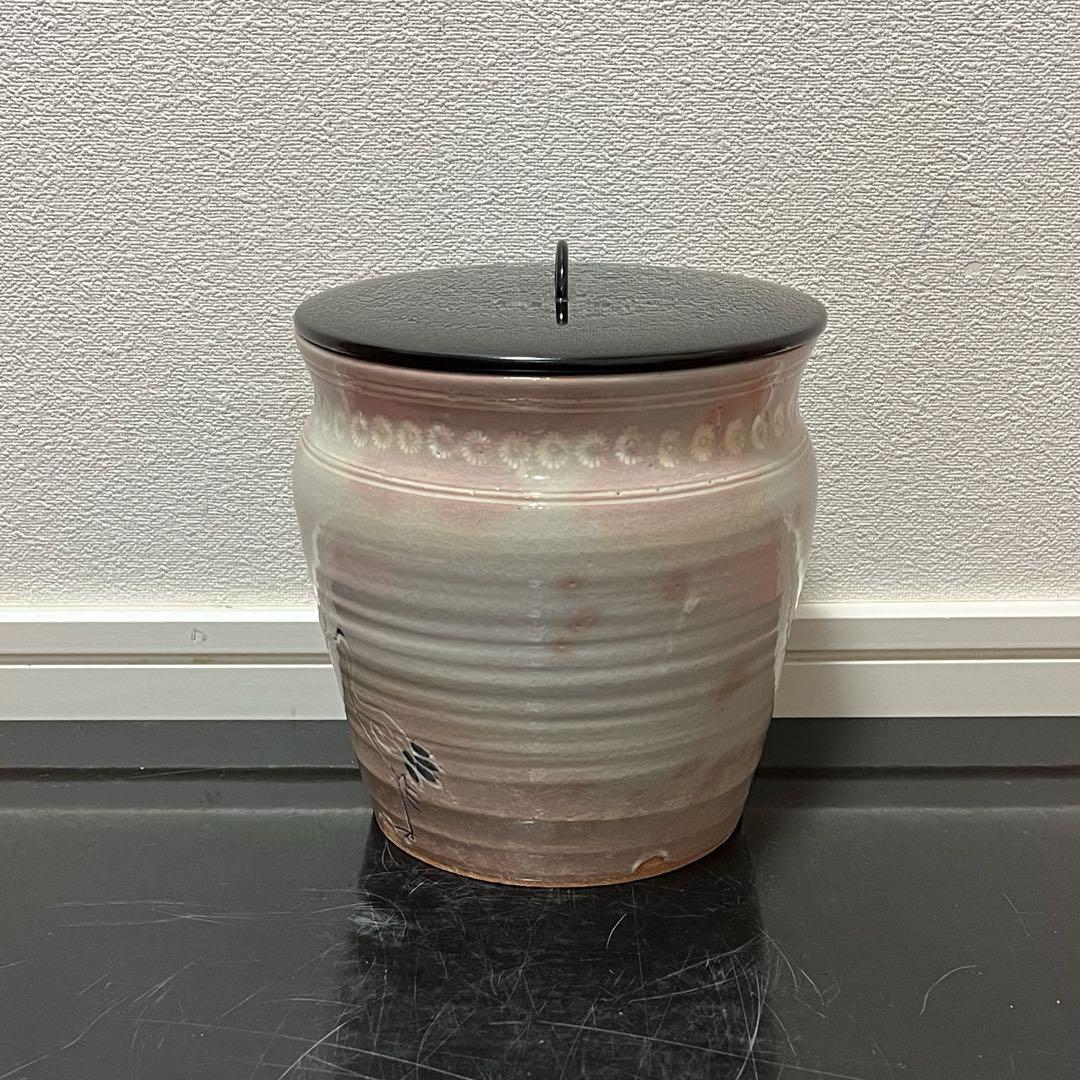 御本立鶴水指　茶道具懐石鵬雲斎坐忘斎淡々斎即中斎七事式水屋道具茶箱棗茶杓而妙斎