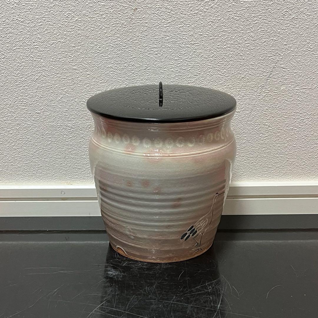 御本立鶴水指　茶道具懐石鵬雲斎坐忘斎淡々斎即中斎七事式水屋道具茶箱棗茶杓而妙斎