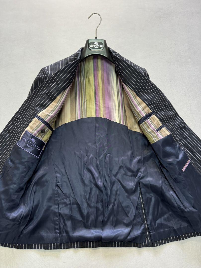 FF ☆良品/ 大きいサイズ ETRO ストライプ テーラードジャケット 50