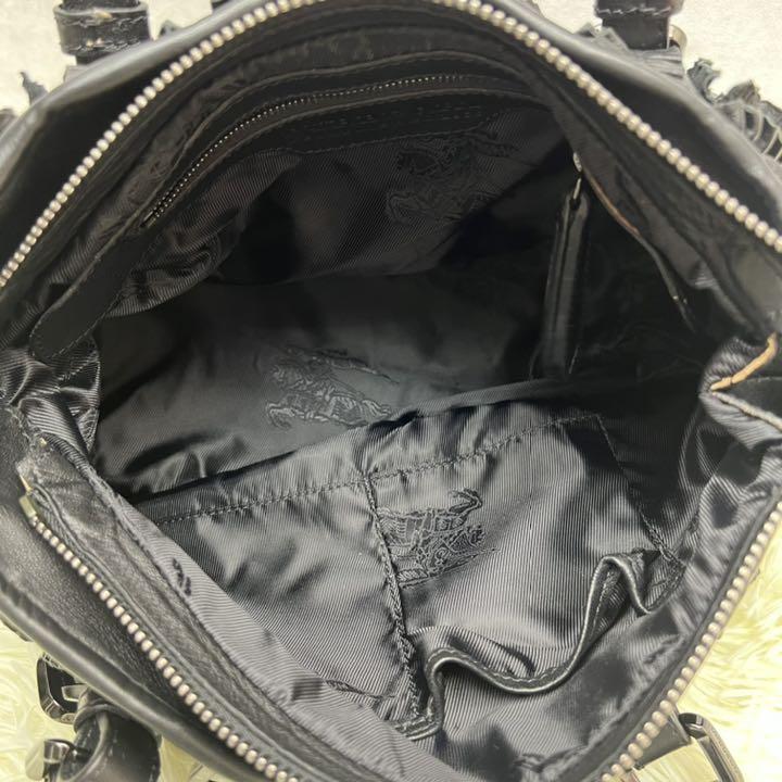 にこれとい⒂ 激レア ギャザー フリル レザー ブラック 5PXdM-m16195320764 極美品 バーバリー トートバッグ ▪によって