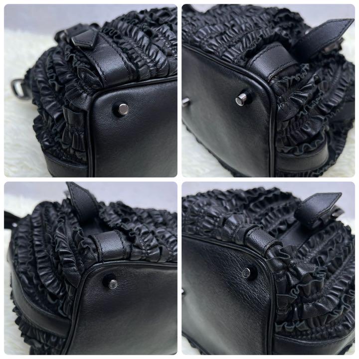 にこれとい⒂ 激レア ギャザー フリル レザー ブラック 5PXdM-m16195320764 極美品 バーバリー トートバッグ ▪によって