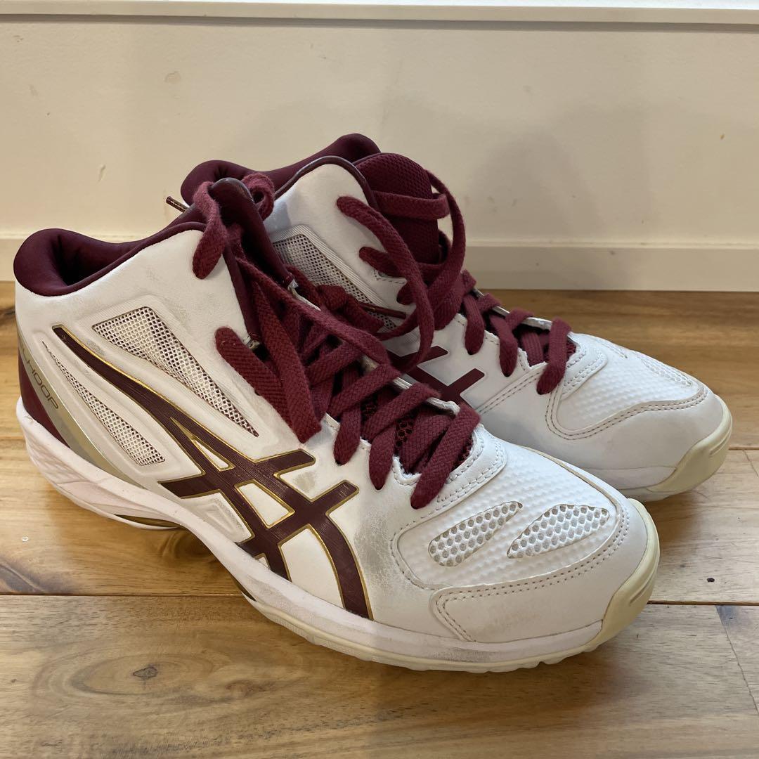 ASICS バスケットボールシューズ ハイカット ホワイト/バーガンディ