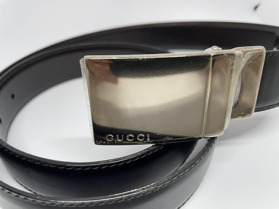 GUCCI グッチ レザーベルト 黒 90cm メンズ 美品 正規品 イタリア製