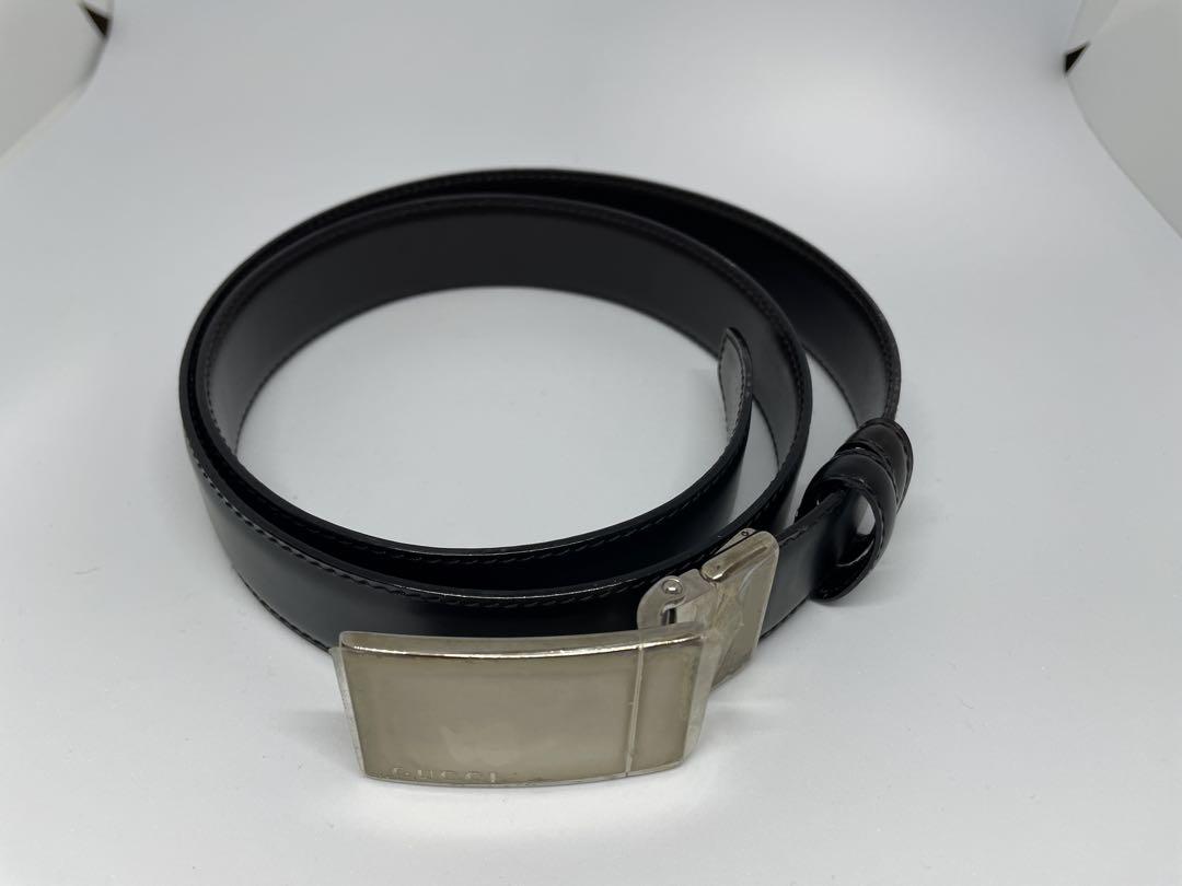 GUCCI グッチ レザーベルト 黒 90cm メンズ 美品 正規品 イタリア製