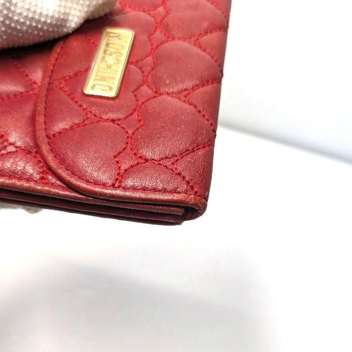 MOSCHINO モスキーノ 折り財布 キルティング ハート レッド