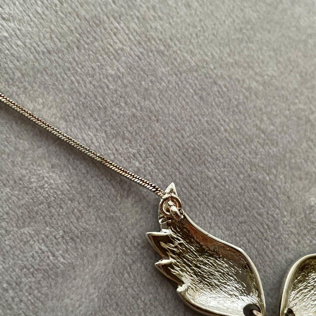 Christian Dior シルバー 羽根モチーフネックレス アクセサリー