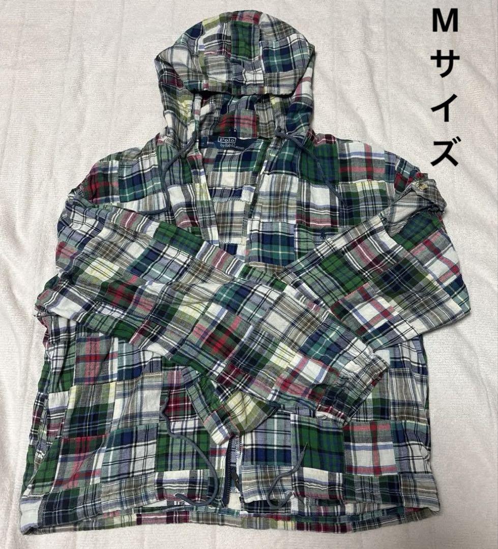 90s ポロラルフローレン マドラスパッチワーク ジップパーカー 90s ポロラルフローレン マドラスパッチワーク ジップパーカー